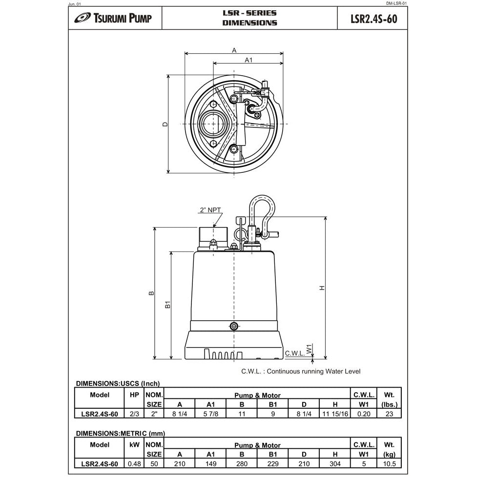 Tsurumi LSR2.4S Pitless Sump Pump