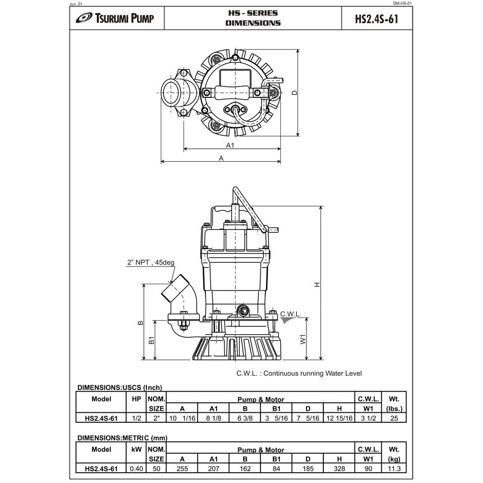 HS2.4S-62 Tsurumi Sump Pump – ePumps.com