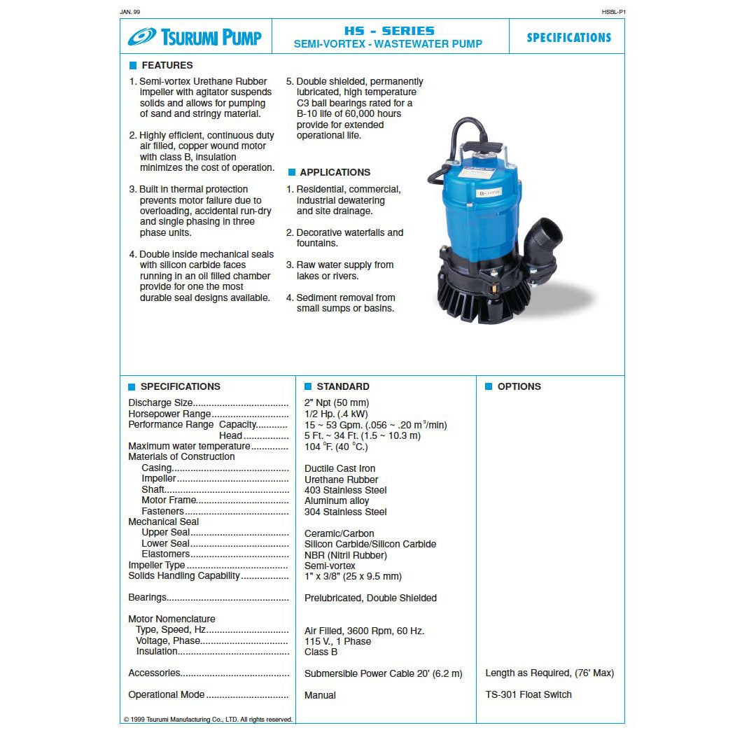 HS2.4S-62 Tsurumi Sump Pump – ePumps.com