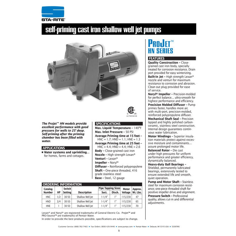Sta Rite Pump Timer Sta-Rite HND 3/4 HP Shallow Well Jet Pump | ePumps