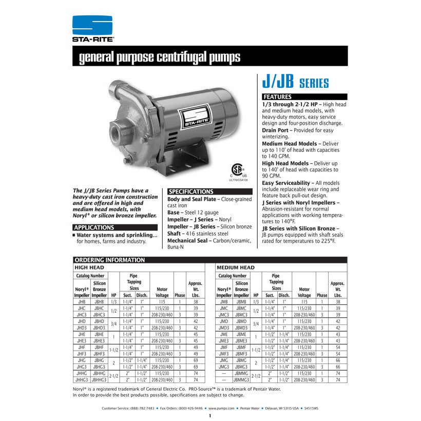 Sta Rite Pump Timer Sta-Rite JBHG Booster Pump 2 HP 230V | ePumps