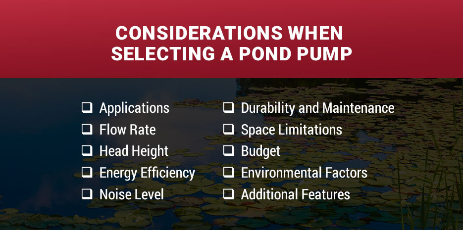 Considerations When Selecting a Pond Pump